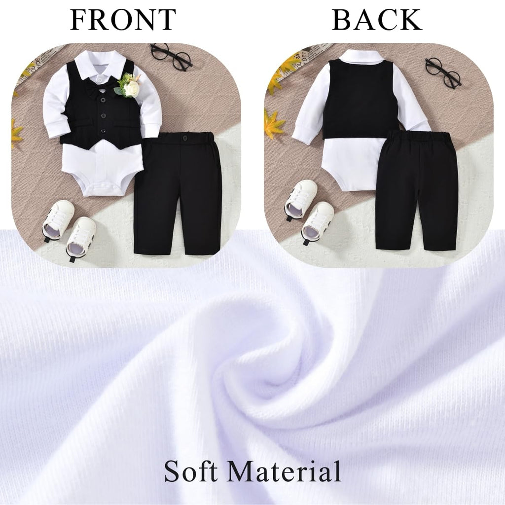 Baby Boy Suits Infant Gentleman Outfit Formal Suit Set Black