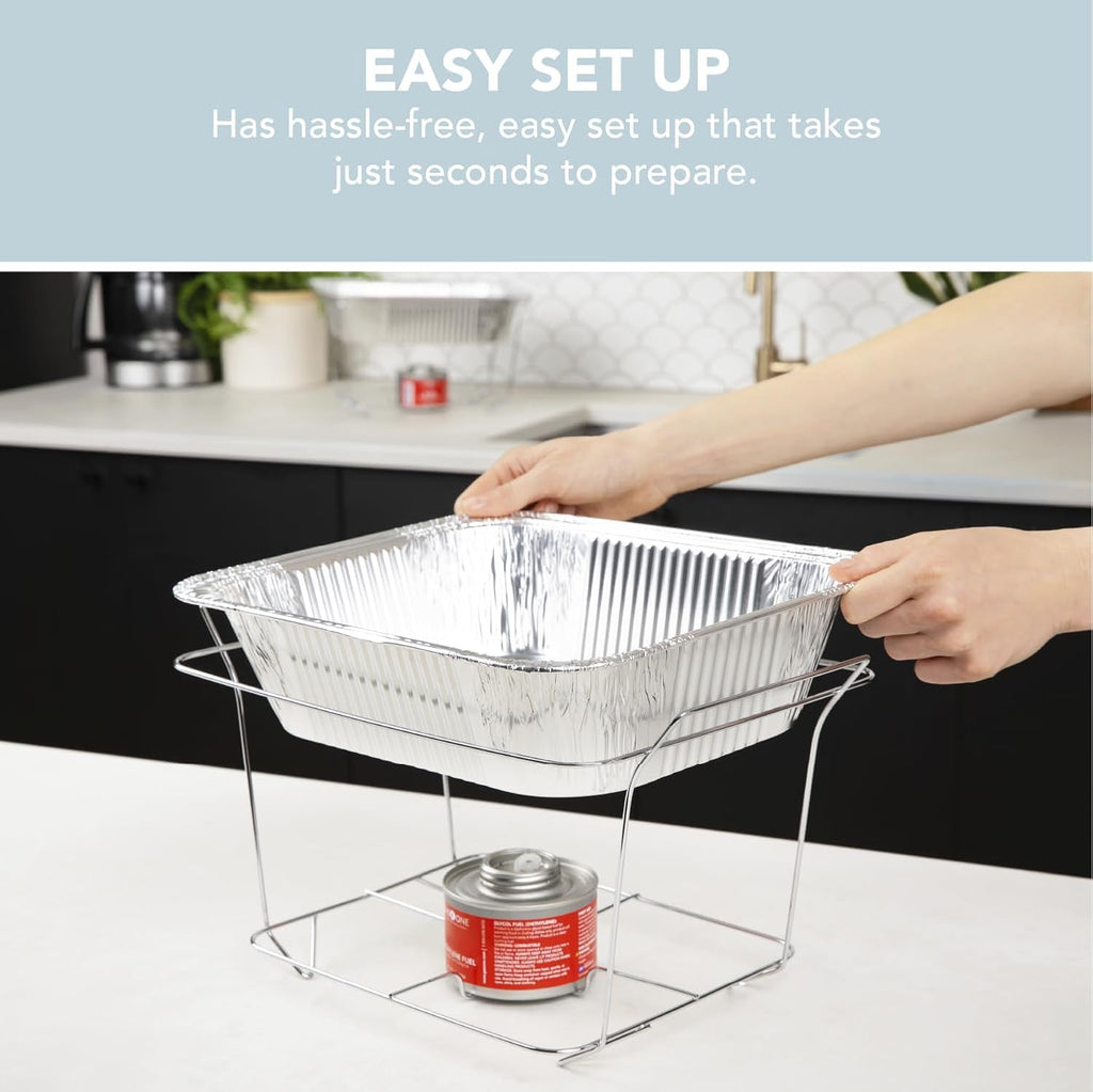 3-Pack Disposable Chafing Dish Buffet Set with Fuel Cans