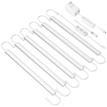 Under Cabinet Lighting Plug in. 6 PCS 12 Inches Likable Slim Bright Light Strips. Dimmable 24W Cabinet Lights Over