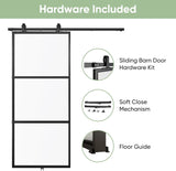 36in x 84in Frosted Glass Barn Door with 6FT Top Mounted Hardware kit Include Soft Close Mechanism B