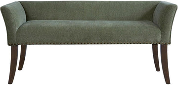 Accent Bench, Plush Upholstered, Nailhead Trim, & Padded Seat Entryway Bench Small, End of Bed Bench with Back, 49.5"