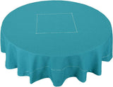 Solid Teal Color Hemstitched Tablecloth (Round 72 Inches)