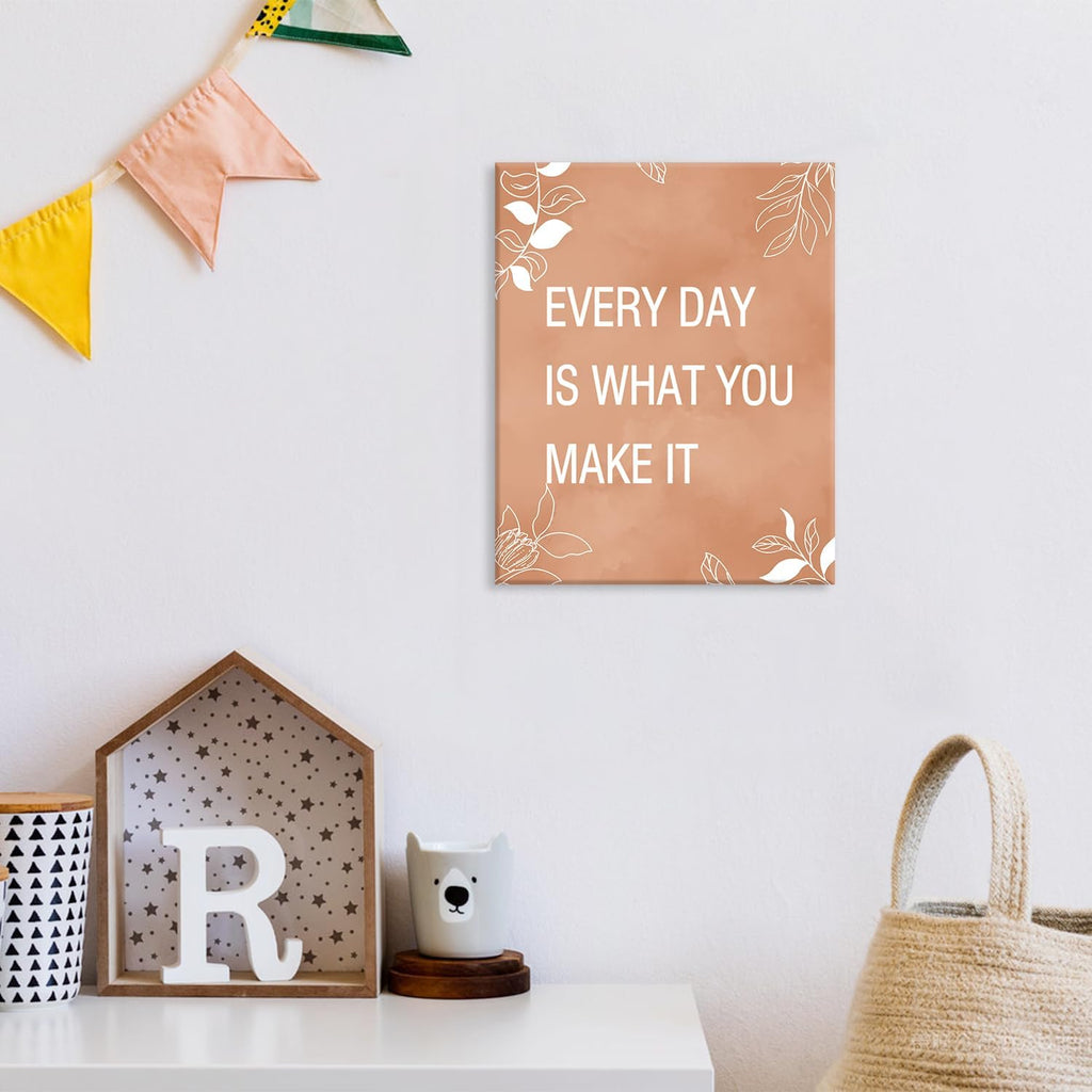 Motivational Canvas Wall Art, Inspirational Quotes Wall Decor, Boho Botanical Artwork Uplifting Aesthetic Framed
