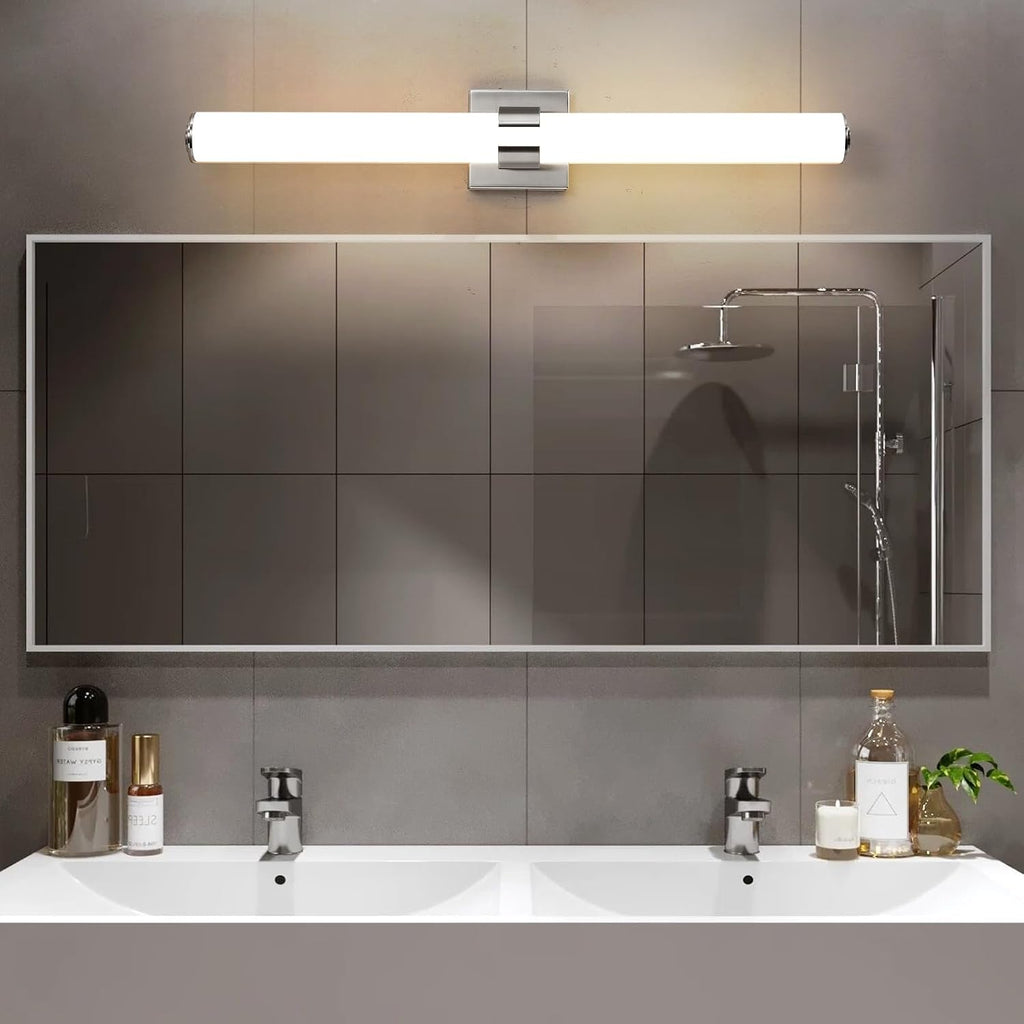 Bathroom Vanity Light Fixtures 31IN Brushed Nickel Bathroom Lights Over Mirror, 28W 3000K Dimmable LED Vanity Light