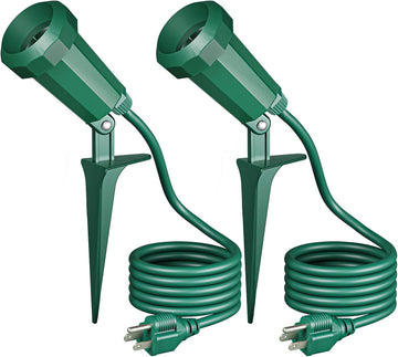 Spotlights Outdoor with 6FT Cord, Flood Stake Lights E26 150W | 120V Weatherproof Plug in LED Landscape Light Socket