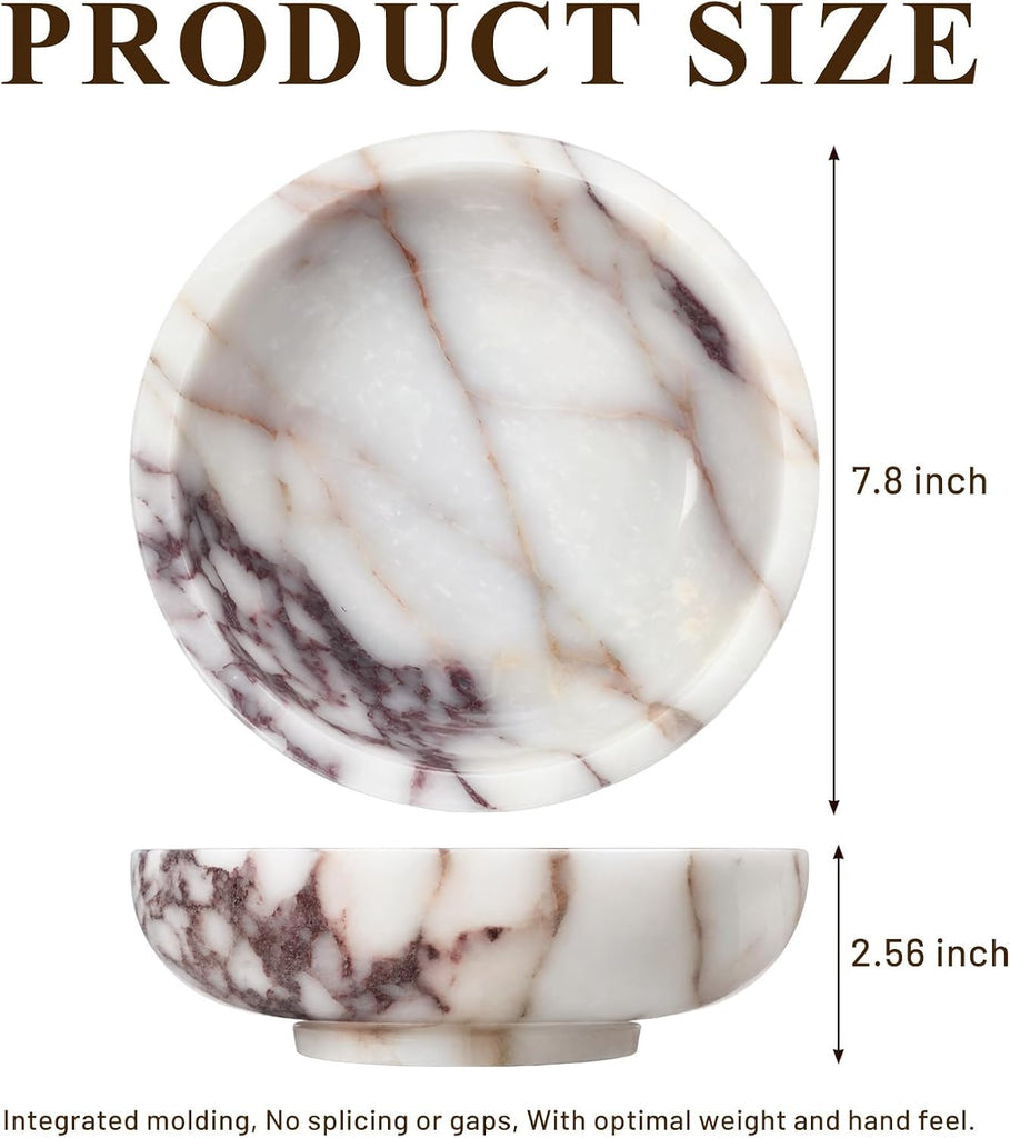 7.8 Inch Natural Luxury Marble Bowl, Calacatta Viola Marble Tray Decoration, Entryway Key Bowl, Decorative Jewelry