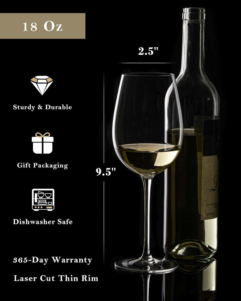 Hand Blown Italian Style Crystal White or Red Wine Glasses - Gift Packaging for Any Occasion - Lead-Free Premium