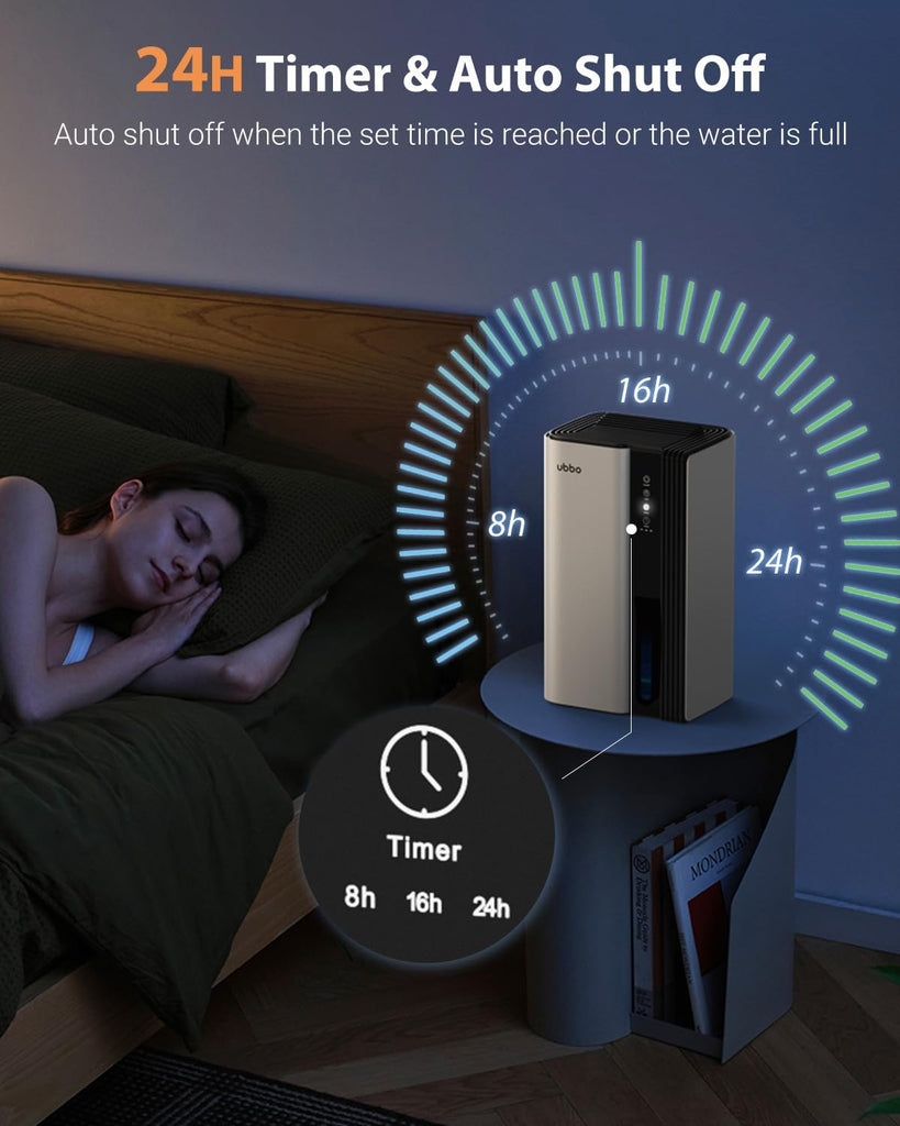 95oz Dehumidifiers for Home, 1000 Sq.Ft Dehumidifier with Drain Hose - Auto Shut Off, Timer, Sleep Mode & Drain Hose