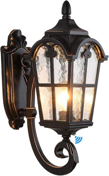 Dusk to Dawn Sensor Outdoor Wall Light Fixtures Black Roman 17.71" H Exterior Wall Lantern Waterproof Sconce Porch