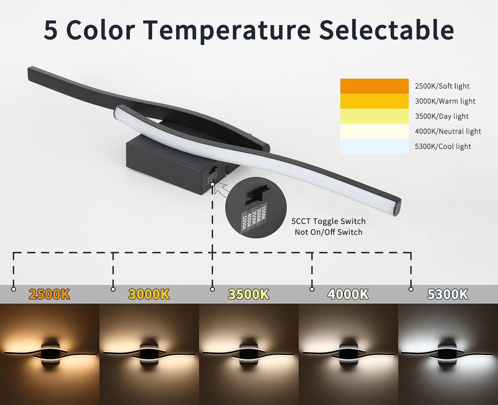 Vanity Light Lighting Fixtures Over Mirror Black | 23 Inch Vanity Lighting Dimmable 5CCT Modern Vanity Lights Bar Led