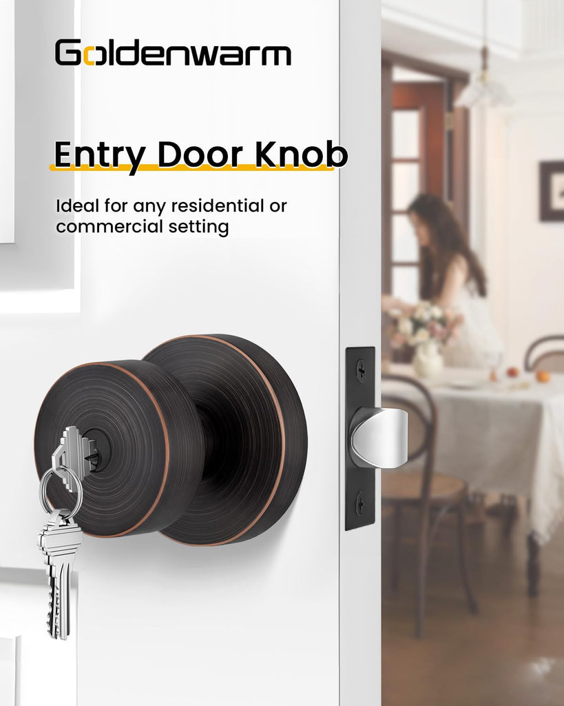 Keyed Alike Entry Oil Rubbed Bronze Exterior Door Knobs 2 Pack