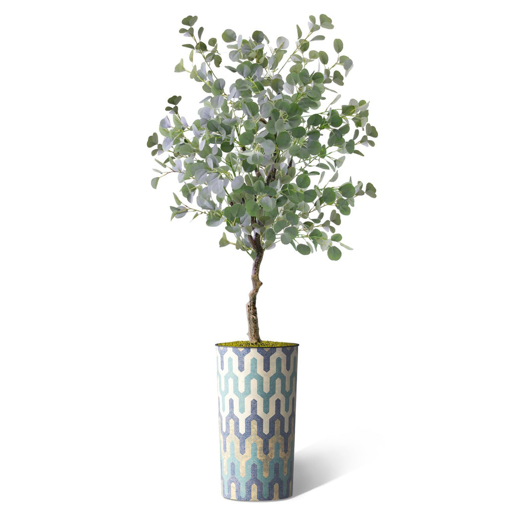 Artificial Tree in Modern Planter, Fake Eucalyptus Silk Tree for Indoor and Outdoor Home Decoration - 66" Overall