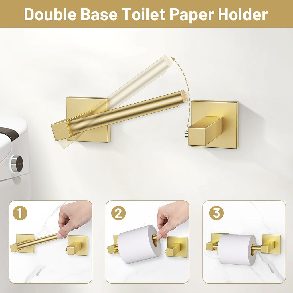 Towel Ring Set 4 Piece Bathroom Hardware Set Includes Towel Ring 2 Towel Hooks and Toilet Paper Holder Stainless