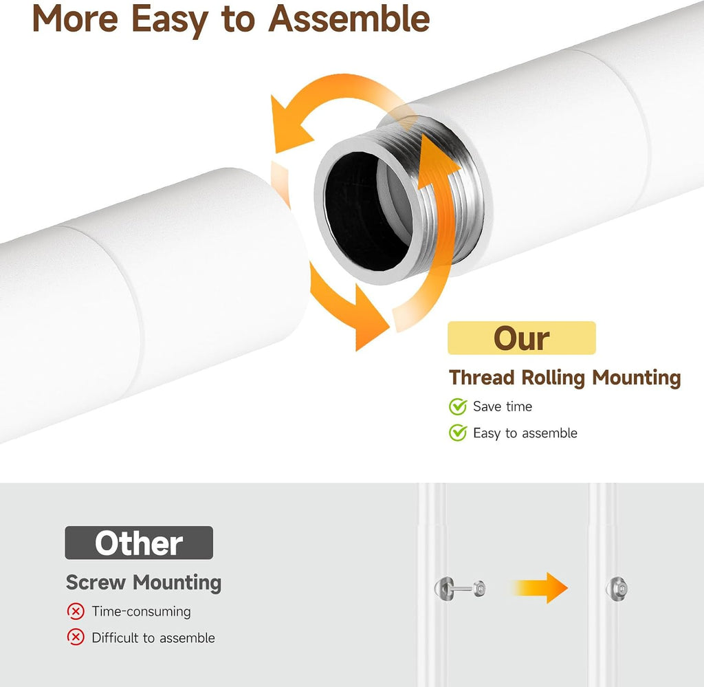 H5 Wall Mounted Closet System, Industrial Pipe Clothes Racks Clothing Rack with 4 Telescopic Rods & 3 Fixing Rods & 9