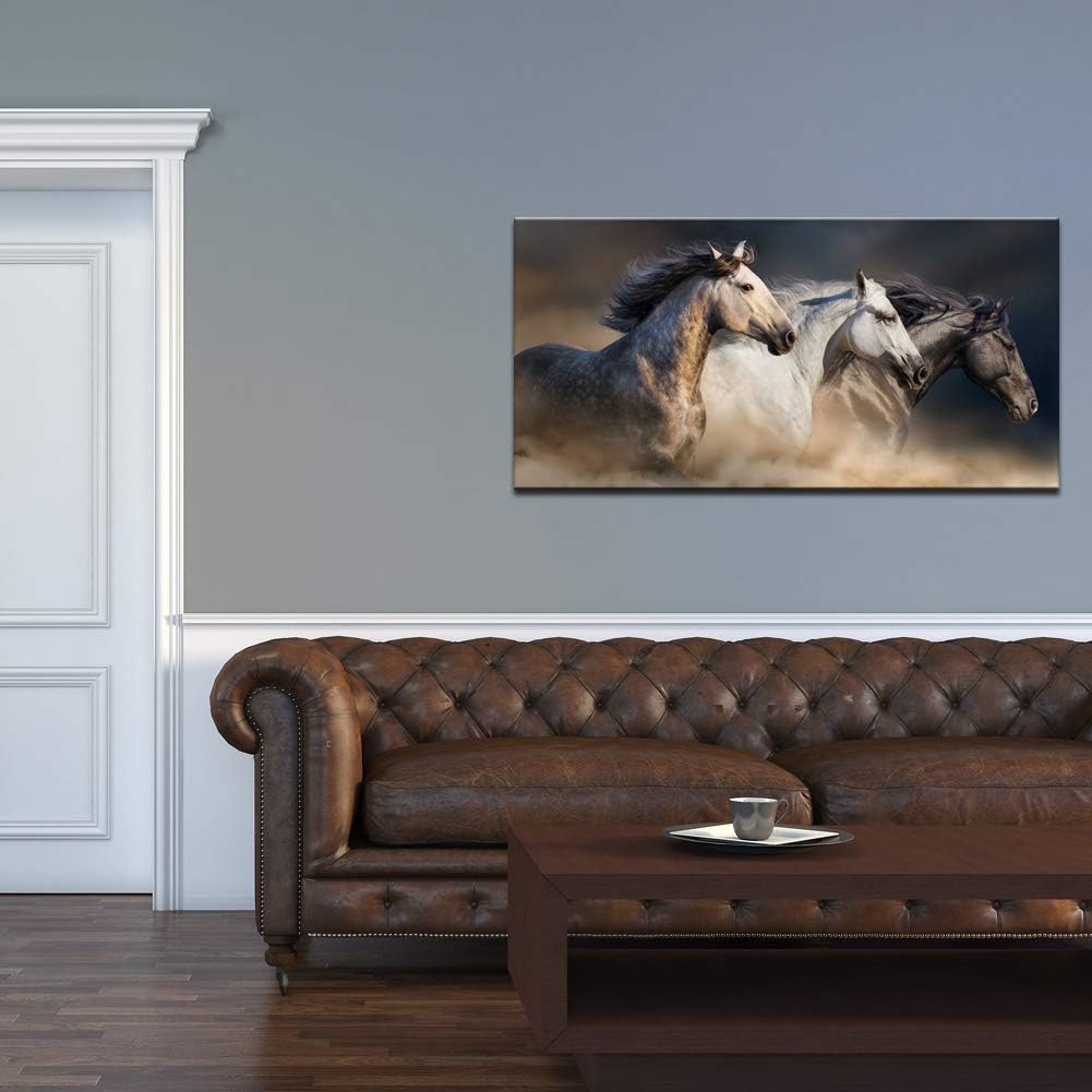 Large Animal Pictures Wall Art Desert Running Horses Painting Picture Print on Canvas Modern Living Room Office Wall