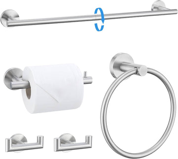 Brushed Nickel 5 Pieces Towel Bar Set Bathroom Hardware Set Upgraded Towel Hooks,Towel Holder Set Stainless Steel