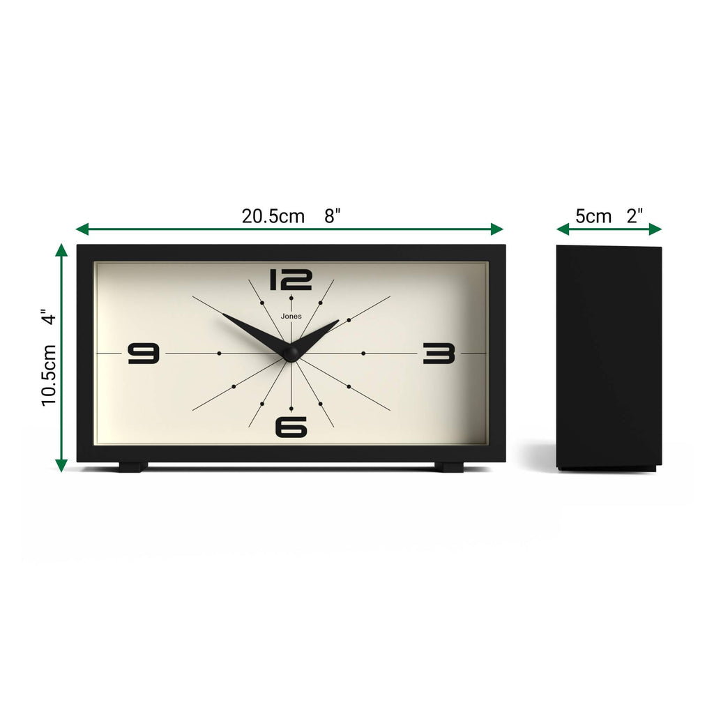 Odeon Desk Clock | Modern Rectangular Design | Black