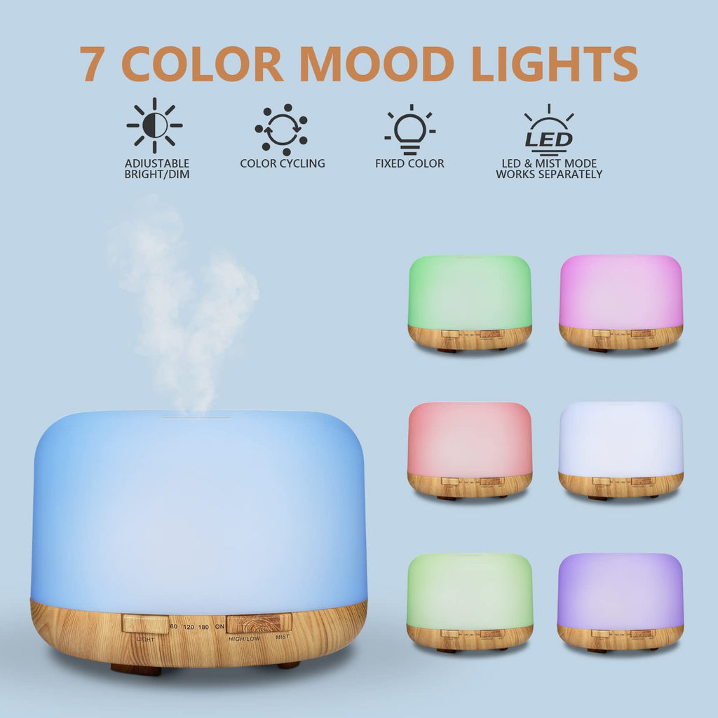 500ml Compact Oil Diffuser with 15 Aromatherapy Grade Essential Oils