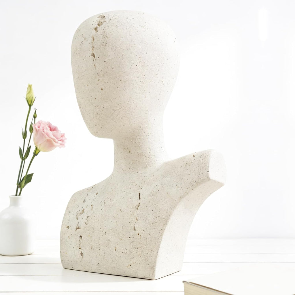 Large Size Abstract Home Decor Living Room Coffee Table Decor, No Face Thinker Statue Accents for Shelf, Modern White