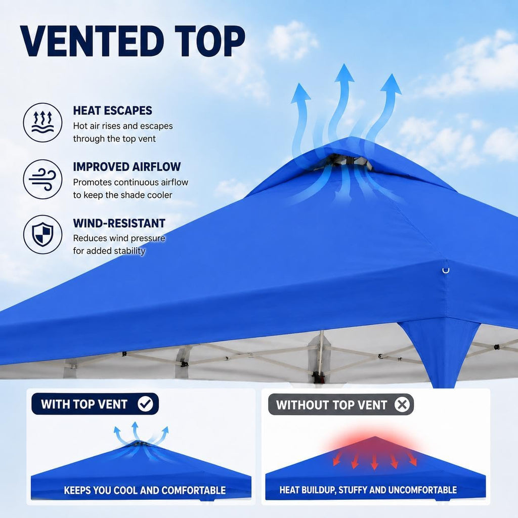 10x10 Pop Up Canopy Tent, Easy Set-Up Commercial Gazebo - Blue