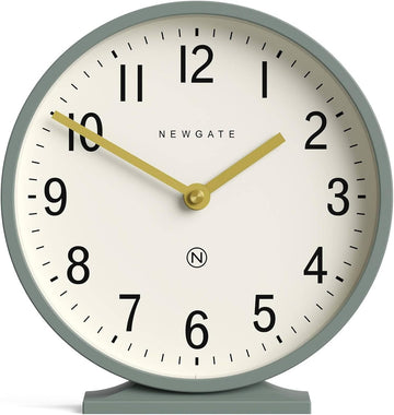 Q Mantel Clock | Modern Classic Round Mantel Clock | Asparagus Green | Contemporary Style for Mantel, Desk