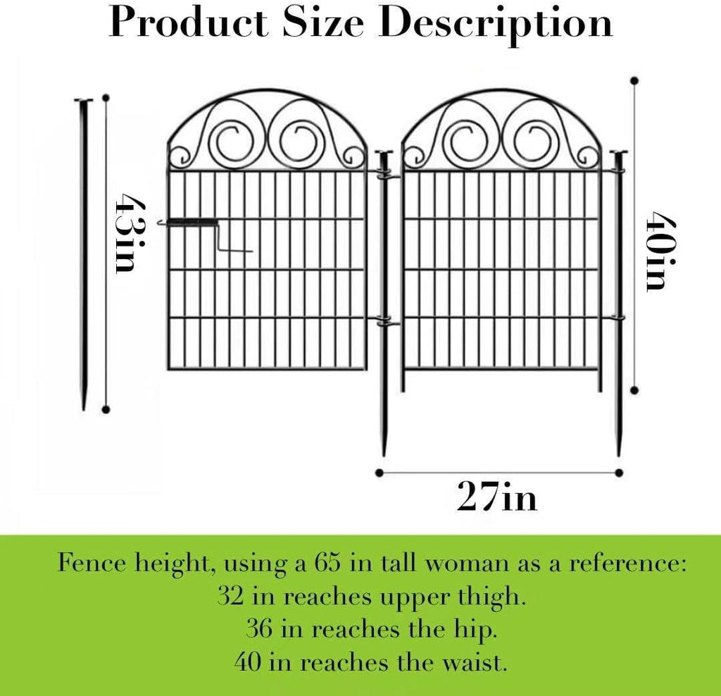 Tall Garden Fence Animal Barrier with Gate, 40 in(H) 12 Panels Garden Fences and Borders for Dogs, Dog Fence Outdoor