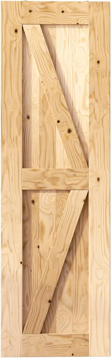 5-in-1 Design Solid Natural Pine Wood Barn Door, 26in Wide 84in High, Unfinished and Unassembled, wi