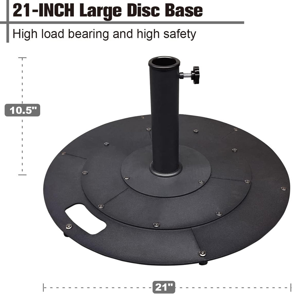 21 Inches Heavy Duty Metal Outdoor Patio Umbrella Base Stand Holder for 1-¼" or 1-½" Umbrella Poles, Black