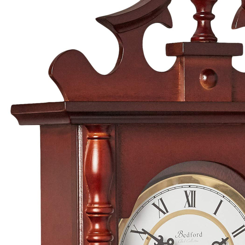Classic 31" Chiming Wall Clock with Roman Numerals and A Swinging Pendulum in a Cherry Oak Finish