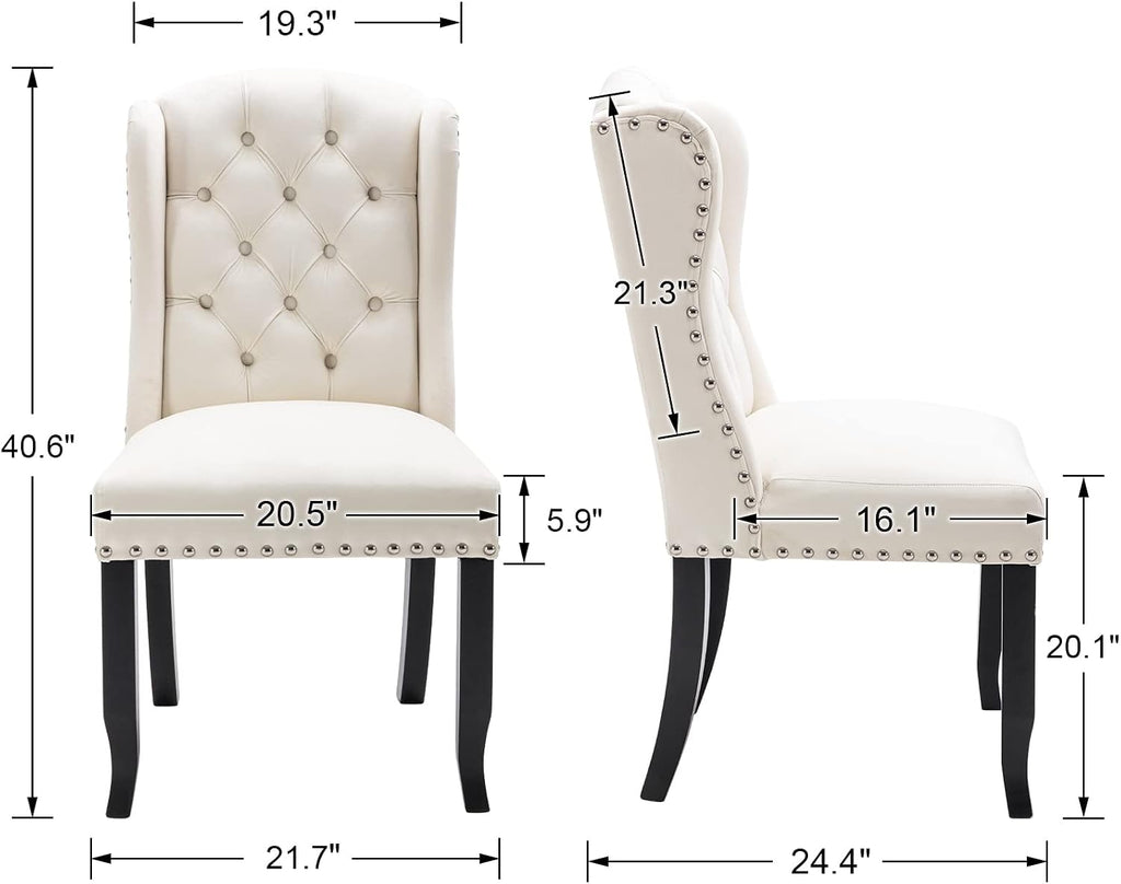 Modern Tufted Dining Chairs Set of 2, Velvet Upholstered Dining Room Chairs Armless Guest Side Chair Dining Room
