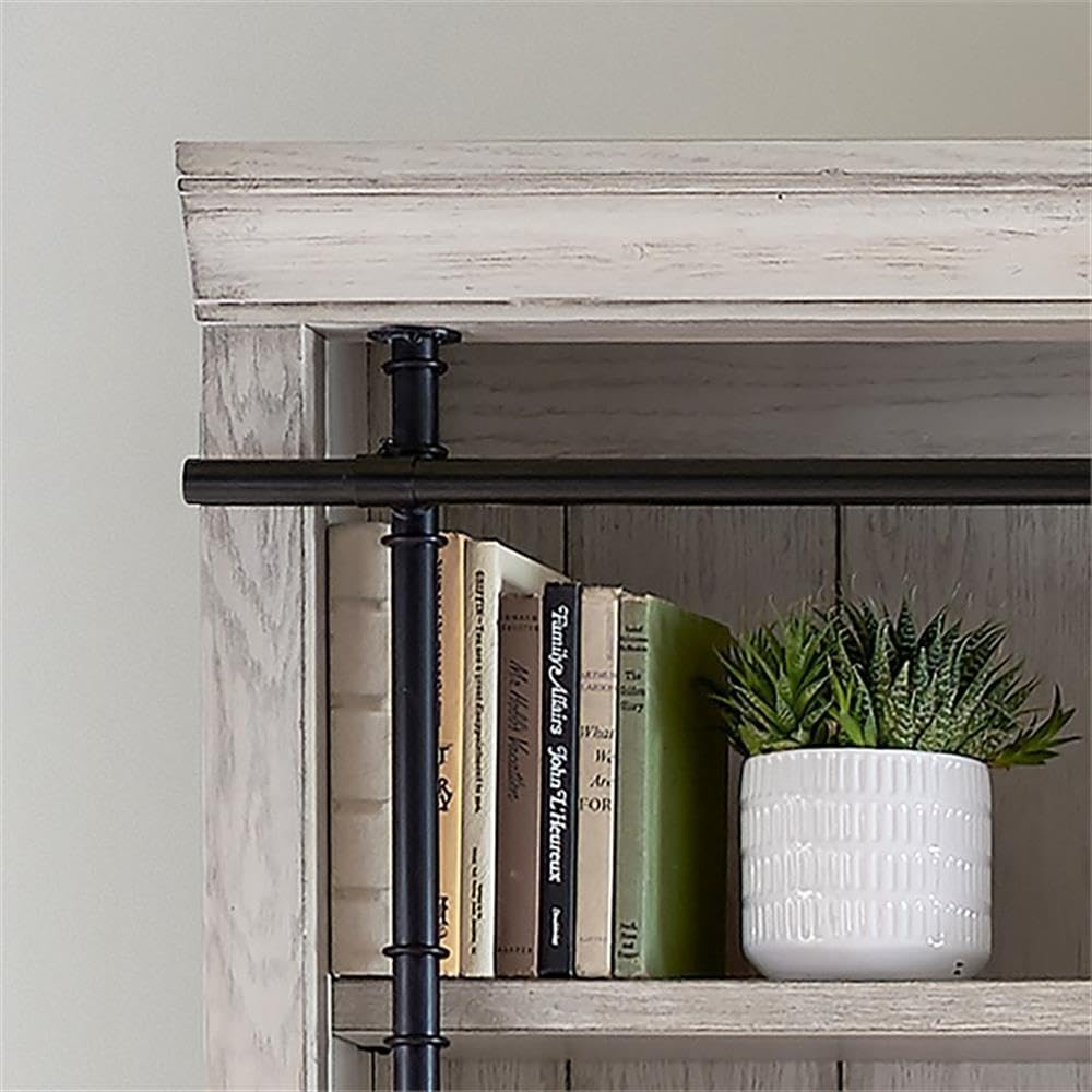 Avondale 8' Tall Bookcase Wall with Ladder Storage Organizer Display White