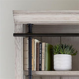 Avondale 8' Tall Bookcase Wall with Ladder Storage Organizer Display White