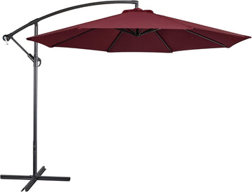 10FT Patio Offset Umbrella w/Handy Tilt & Cross Base