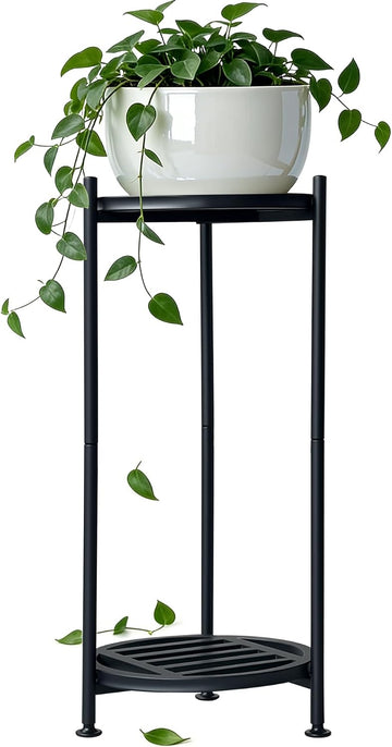 Metal Heavy Duty Plant Stand Indoor Outdoor,φ13×30" H 2-Tier Plant Stands, Tall Plant Holder for Large Pots,Outside