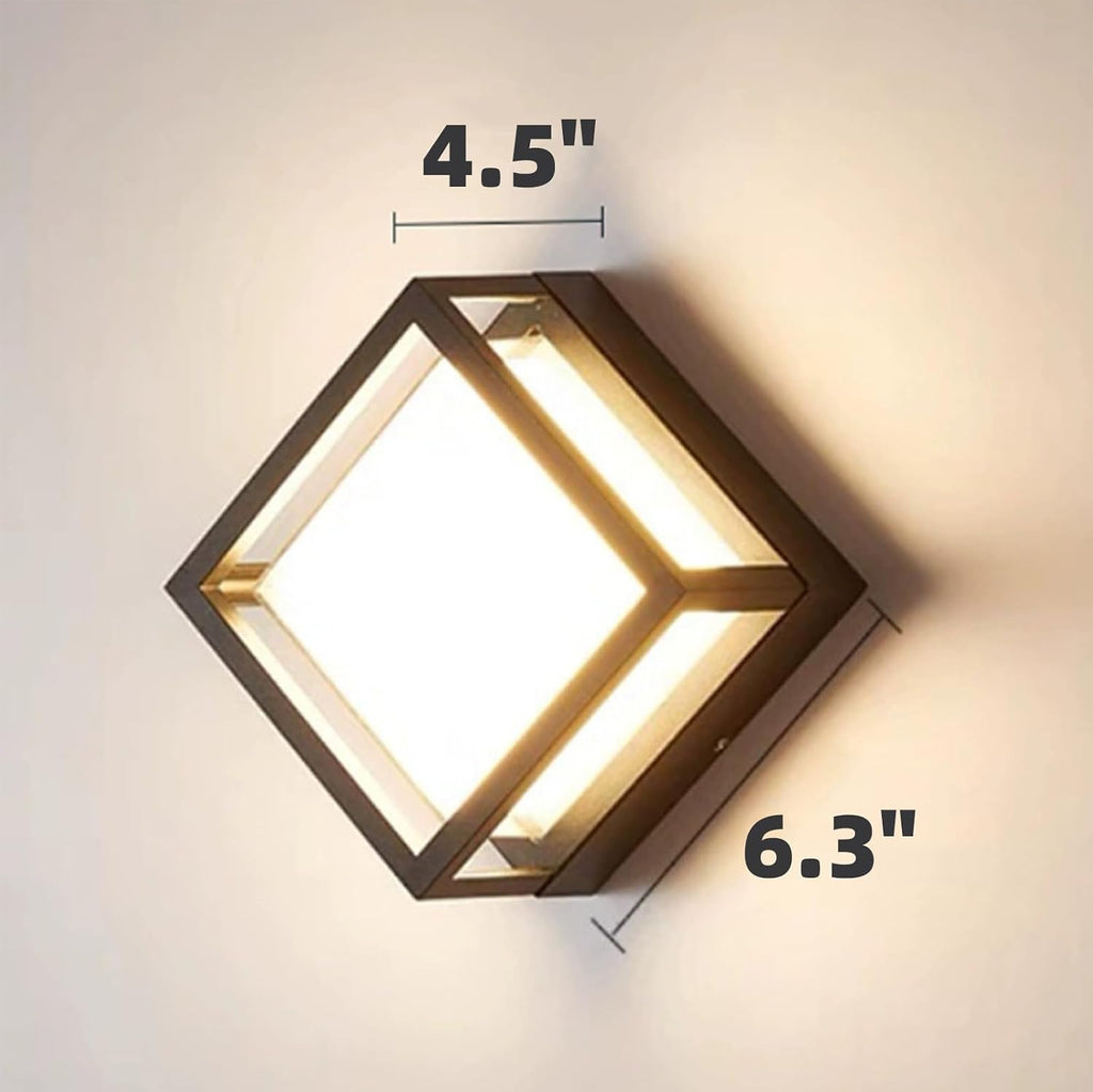 Outdoor Ceiling Porch Light LED Flush Mount for Wall or Ceiling, Square Exterior Wall Lamp for Front Porch,Garage