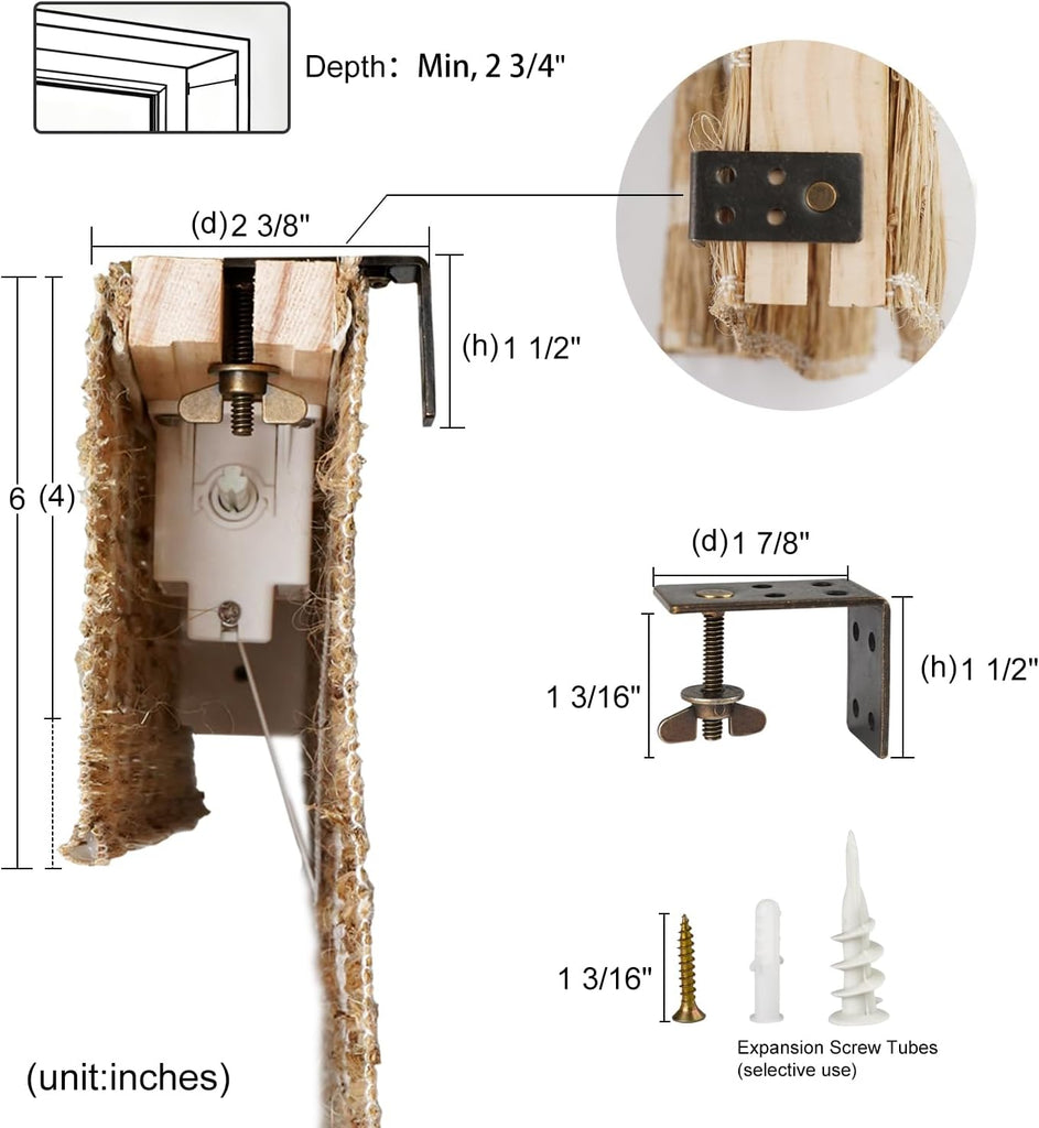 Motorized Bamboo Roman Blinds with Remote, Woven Roman Shades Compatible with Alexa Google Home, Automatic Bamboo