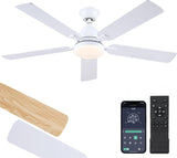 Ceiling Fans with Lights, 52inch Low Profile Ceiling Fan with Light and Remote Control,Reversible, 3CCT, Dimmable, Quiet, White Ceiling Fan for Bedroom Indoor/Outdoor Use A101-B0D8BDVQB9