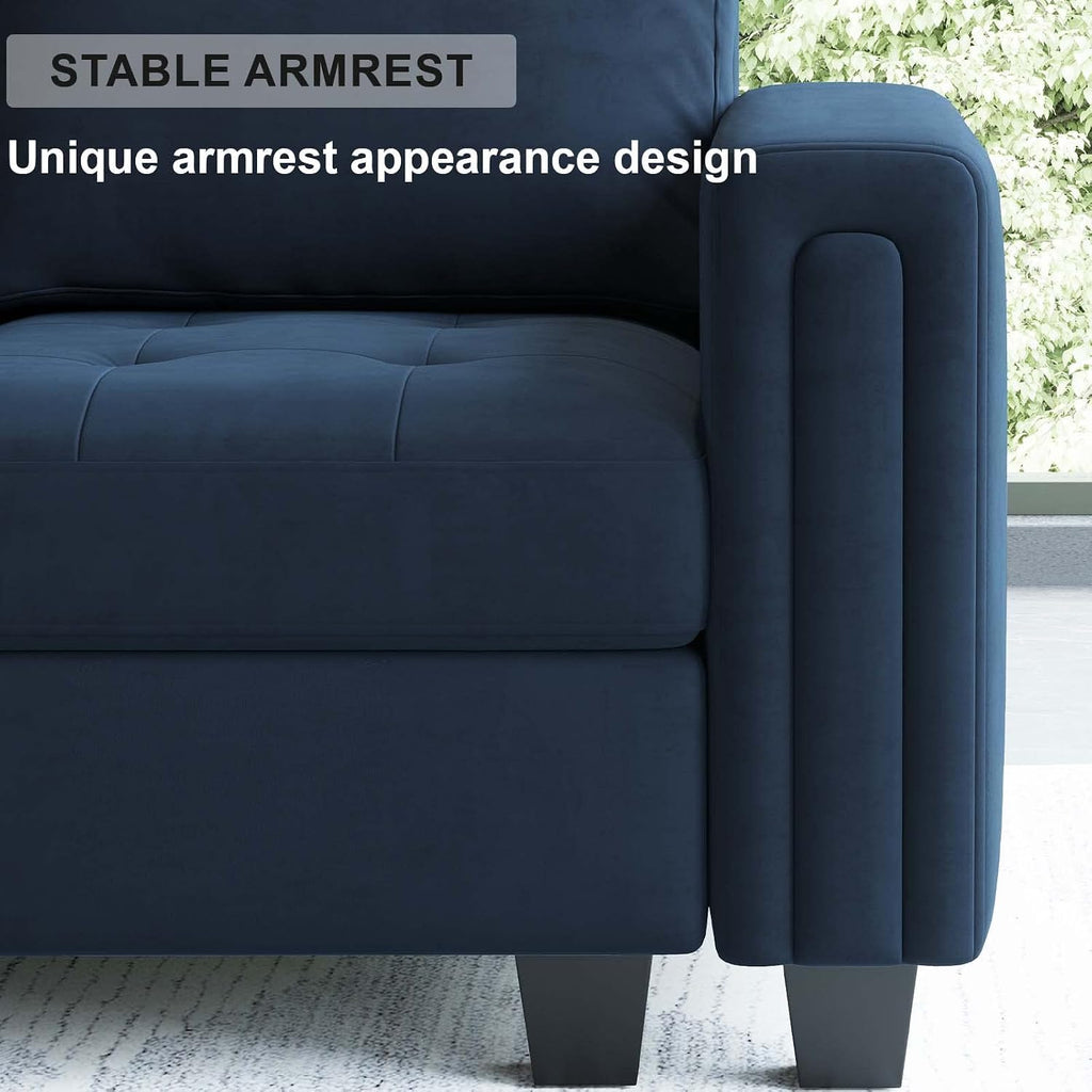 Velvet Modular Sectional Sofa Convertible Sectional Sofa Couch with Reversible Chaise L Shaped 4 Seater Corner Sofa