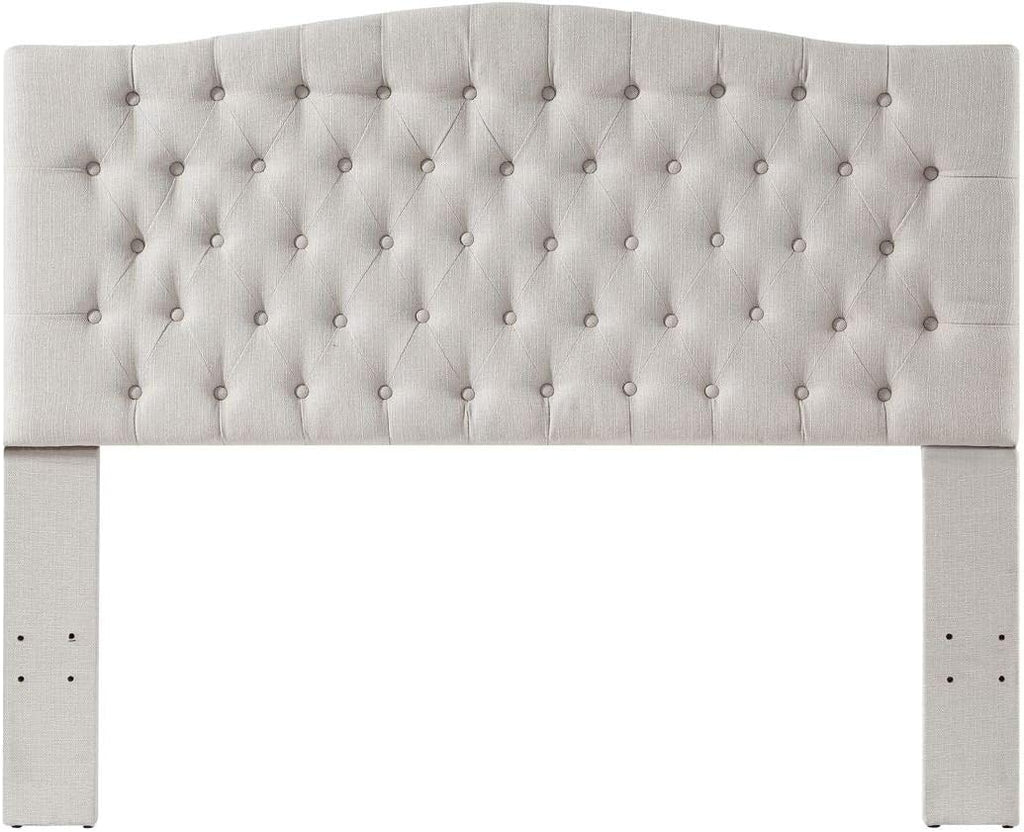 Upholstered Tufted Button Linen Fabric Headboard,Comfortable Fashional Headboard Queen/Full,Ivory