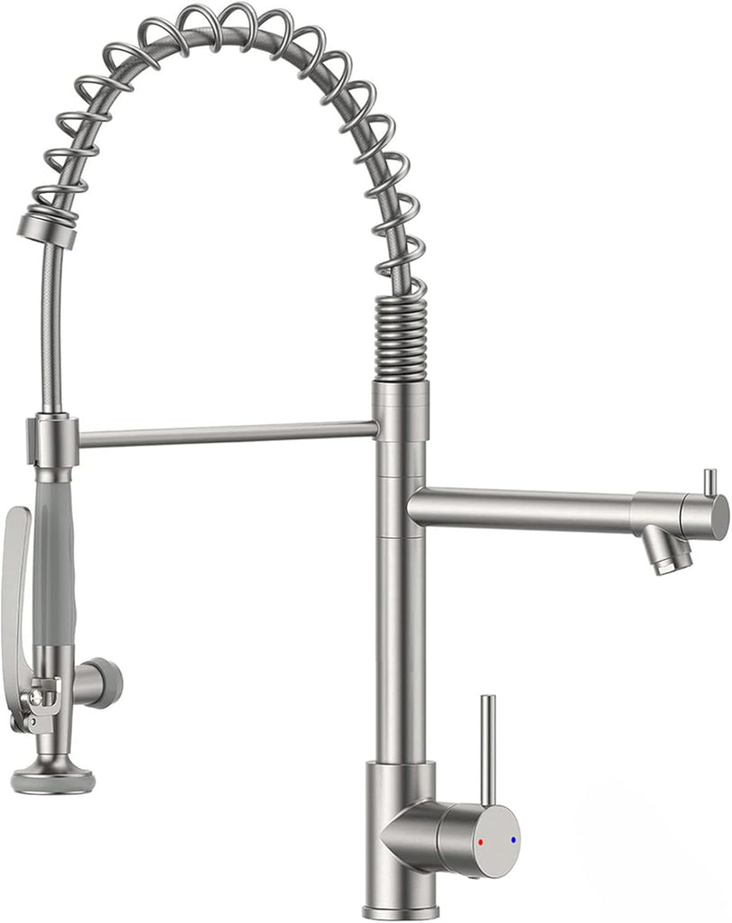 Commercial Pull Down Kitchen Sink Faucet with Sprayer Brushed Nickel