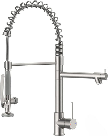 Commercial Pull Down Kitchen Sink Faucet with Sprayer Brushed Nickel