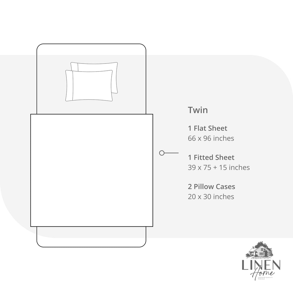 Home 4 Piece Twin Size 100% Cotton Percale Sheet Set, Baby Blue