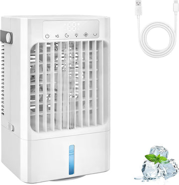Portable Air Conditioner Fan, Mini Evaporative Air Cooling Fan with 3 Speeds & 1-8H Timer