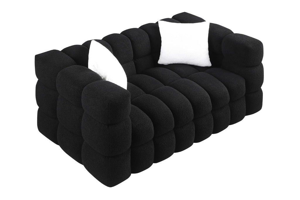 62'' Cloud Loveseat Sofa Couch Boucle Chesterfield Sofa Couch, Modern 2-Seater Loveseat Upholstered Bedroom Dorm