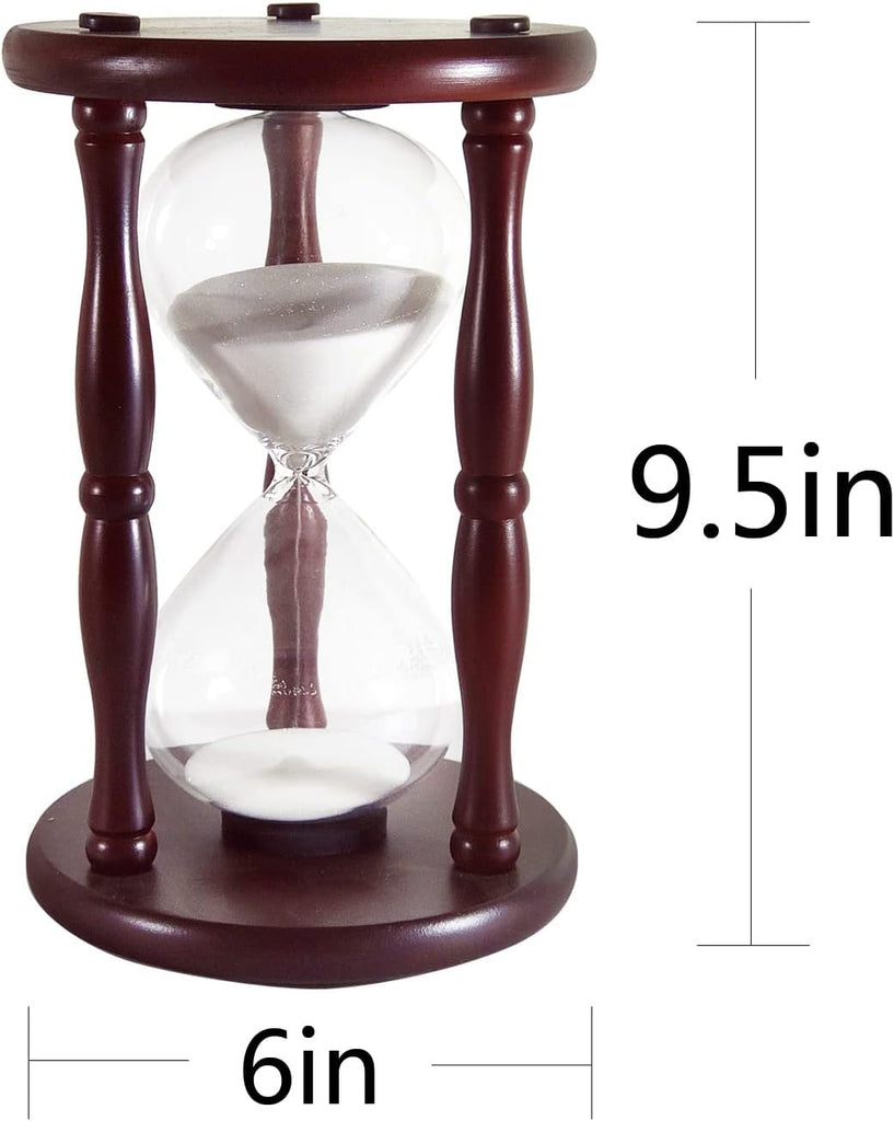 Large Hourglass Timer 60 Minute, Decorative Wood Sand Timer, White