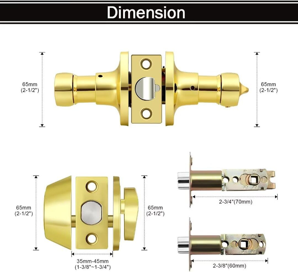 Keyed Entry Door Lock Set with Single Cylinder Deadbolt, Polished Brass Keyed Alike Door Handle with Lock - Door Lever