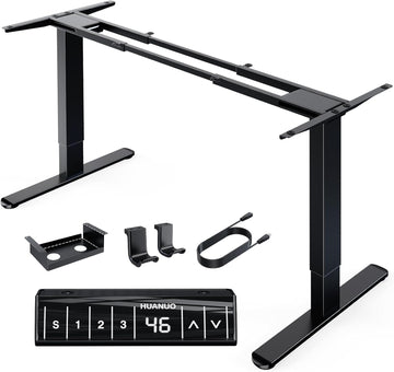 Dual Motor Electric Standing Desk Frame, 265 lb Capacity, Black | T-Shaped Legs Fit Desktops Up To 90 X 31.5 Inches;