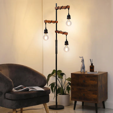 Dimmable Industrial Floor Lamp, Modern Farmhouse Tree Standing Lamps Bedroom Office Rustic Home Decor