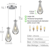 Raindrop Pendant Lights Kitchen Island Teardrop Chrome Hanging Light Fixtures Clear Solid Glass Pendant Light Modern Chandeliers for Dining Room Porch Corridor Living Room (2-Light) A121-B0DNDNPR3C