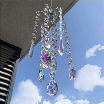 AB Coating Crystal Chandelier Wind Chime Suncatcher Pendant Home Decor - AB Coating Crystal Prism Wind Chime